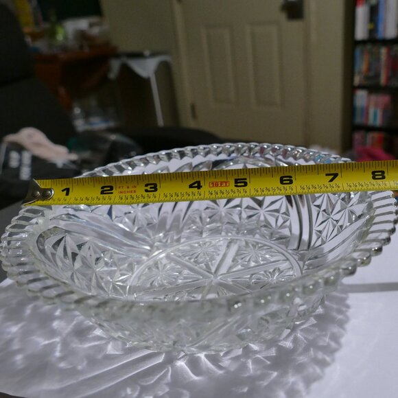 Vintage Anchor Hocking Stars and Bars Pressed Clear Glass Serving Bowl - Picture 6 of 8